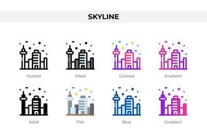 Skyline icons in different style. Skyline icons set. Holiday symbol. Different style icons set. Vector illustration