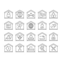 Home Training Course Collection Icons Set Vector
