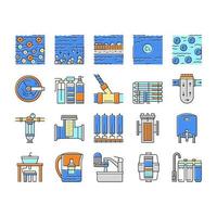 conjunto de iconos de colección de equipos de filtro de agua vector