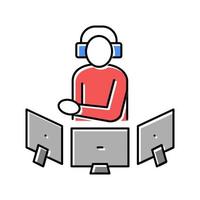 dispatcher controlling flight way color icon vector illustration