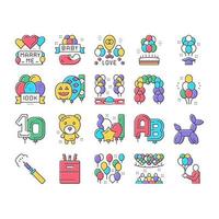 Balloon Decoration Collection Icons Set Vector