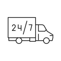 camión alrededor del reloj servicio de envío gratuito línea icono vector ilustración