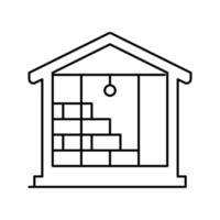 inside wall insulation with mineral wool line icon vector illustration