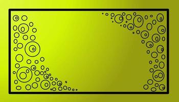 Yellow illustration background with black outline frame and black balls around the edges vector