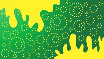 Green abstract background with yellow pattern and small circles vector