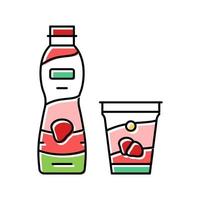 ilustración de vector de icono de color de yogur de fresa
