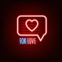 Neon sign. Valentine's Day. A holiday for all lovers. Glowing text. Design element on a dark background for your postcard or banner. vector