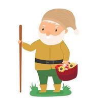 Dear gnome. Cartoon character. Forest inhabitant. Protected from misfortune. Mythical hero. For your design. vector