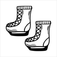 patines ropa abrigada de invierno. ilustración vectorial en estilo boceto. deporte de invierno vector