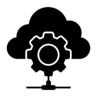 Conceptual solid design icon of cloud setting vector