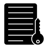 Conceptual solid design icon of document access vector