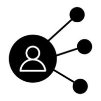 Solid design icon of user network vector