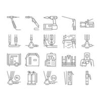 Welding Machine Tool Collection Icons Set Vector