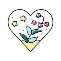 forma de corazón con flores resina arte color icono vector ilustración