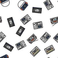 retro gadget technology device vector seamless pattern