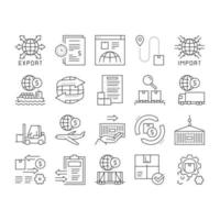 Export Import Logistic Collection Icons Set Vector