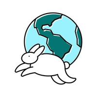 worldwide safe rabbits color icon vector illustration