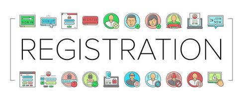 registration login website form icons set vector