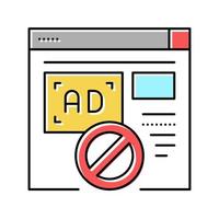 blocked ads web site color icon vector illustration