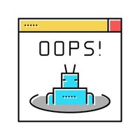 oops web error color icono vector ilustración