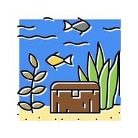 sunken underwater chest color icon vector illustration