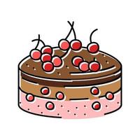 pastel de cereza comida postre color icono vector ilustración
