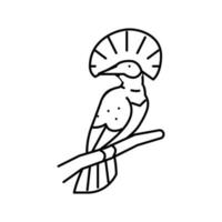 royal flycatcher pájaro exótico línea icono vector ilustración
