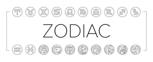 vector de conjunto de iconos de animales de signo astrológico del zodiaco