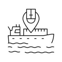 ilustración de vector de icono de línea de ubicación de barco