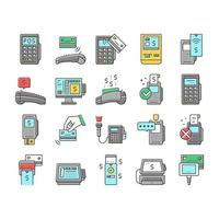 Pos Terminal Device Collection Icons Set Vector