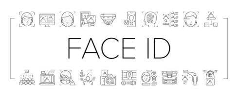 Face Id Technology Collection Icons Set Vector