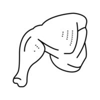 ilustración de vector de icono de línea de pollo de pierna entera