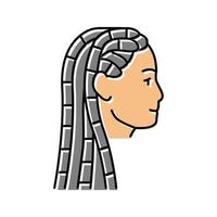 braids hairstyle color icon vector illustration