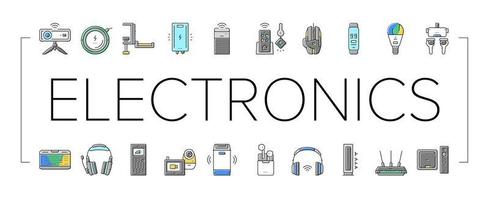 Electronics Digital Technology Icons Set Vector