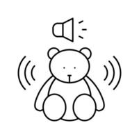 sound musical teddy bear toy line icon vector illustration