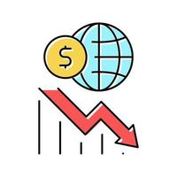 economía mundial crisis color icono vector ilustración