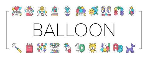 Balloon Decoration Collection Icons Set Vector