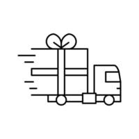 gift free shipping line icon vector illustration