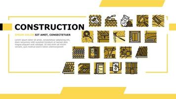 vector de encabezado de aterrizaje de trabajo de casa de grúa de construcción