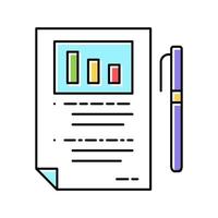 ilustración de vector de icono de color de informe comercial