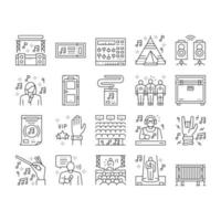 Music Festival Band Equipment Icons Set Vector