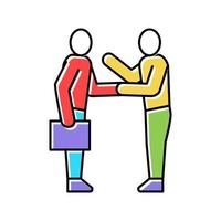 businesspeople greeting and discussing color icon vector illustration