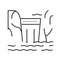 Ilustración de vector de icono de línea de agua de presa
