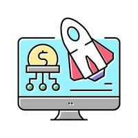 startup for earning money in internet color icon vector illustration