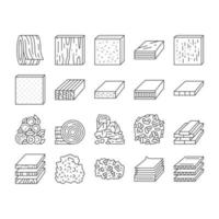 Timber Wood Industrial Production Icons Set Vector