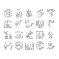 Disability Technology Collection Icons Set Vector