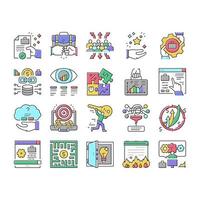 Solution Business Problem Task Icons Set Vector