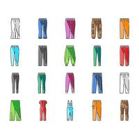 pantalones moda ropa ropa iconos conjunto vector