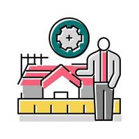 construction management interior design color icon vector illustration