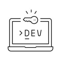 ilustración de vector de icono de línea de software de computadora de desarrollo